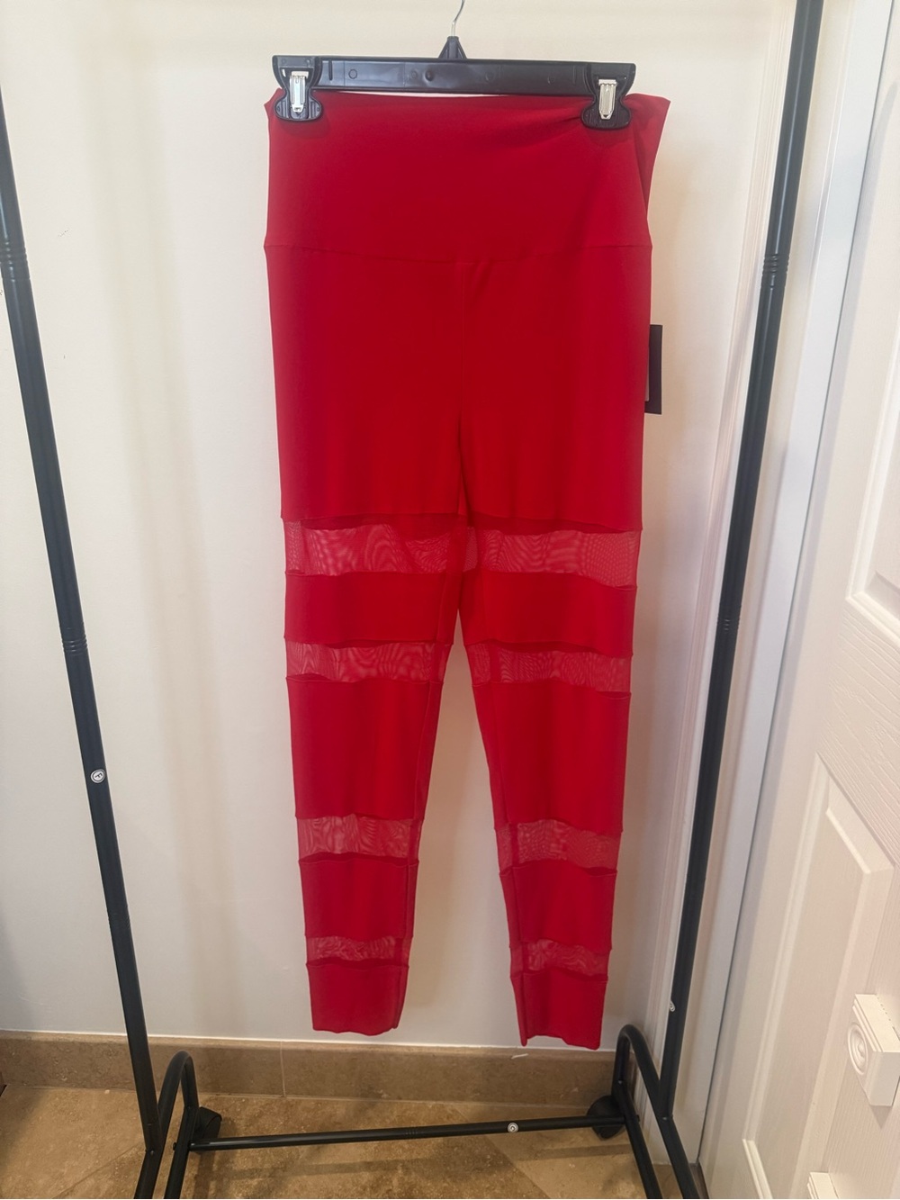 Norma Kamali Red Spliced Leggings
